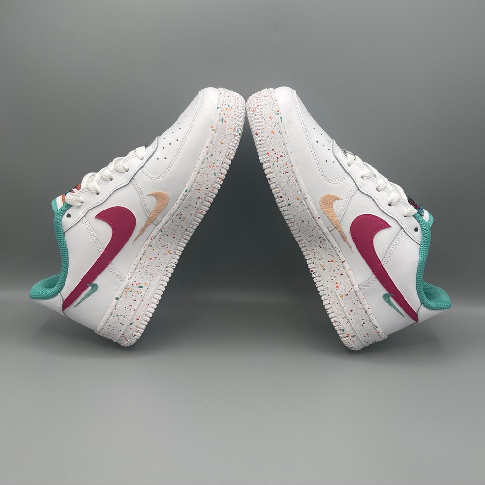 Nike Air Force 1 LV8 GS Big Girl 7Y Casual Shoes White/Safety Orange \Women #8.5 - Picture 10 of 16